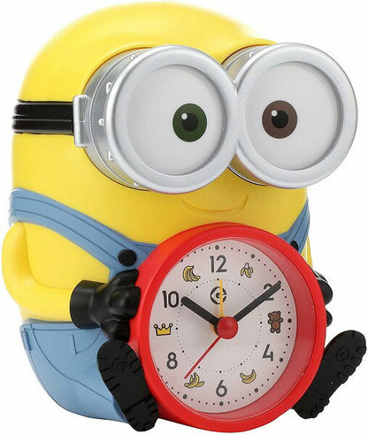 Rhythm Clock Minion/Bob Table Clock Alarm Yellow From Japan