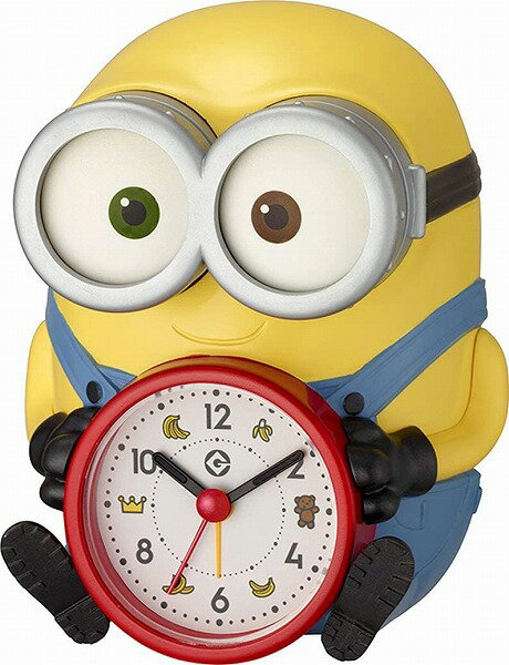Rhythm Clock Minion/Bob Table Clock Alarm Yellow From Japan