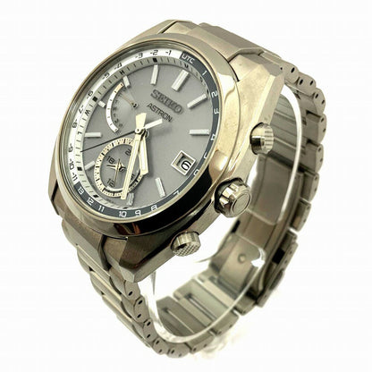 Seiko Watch Astron SBXY009 Titanium Solar Radio Men's Silver Dial Used in Japan