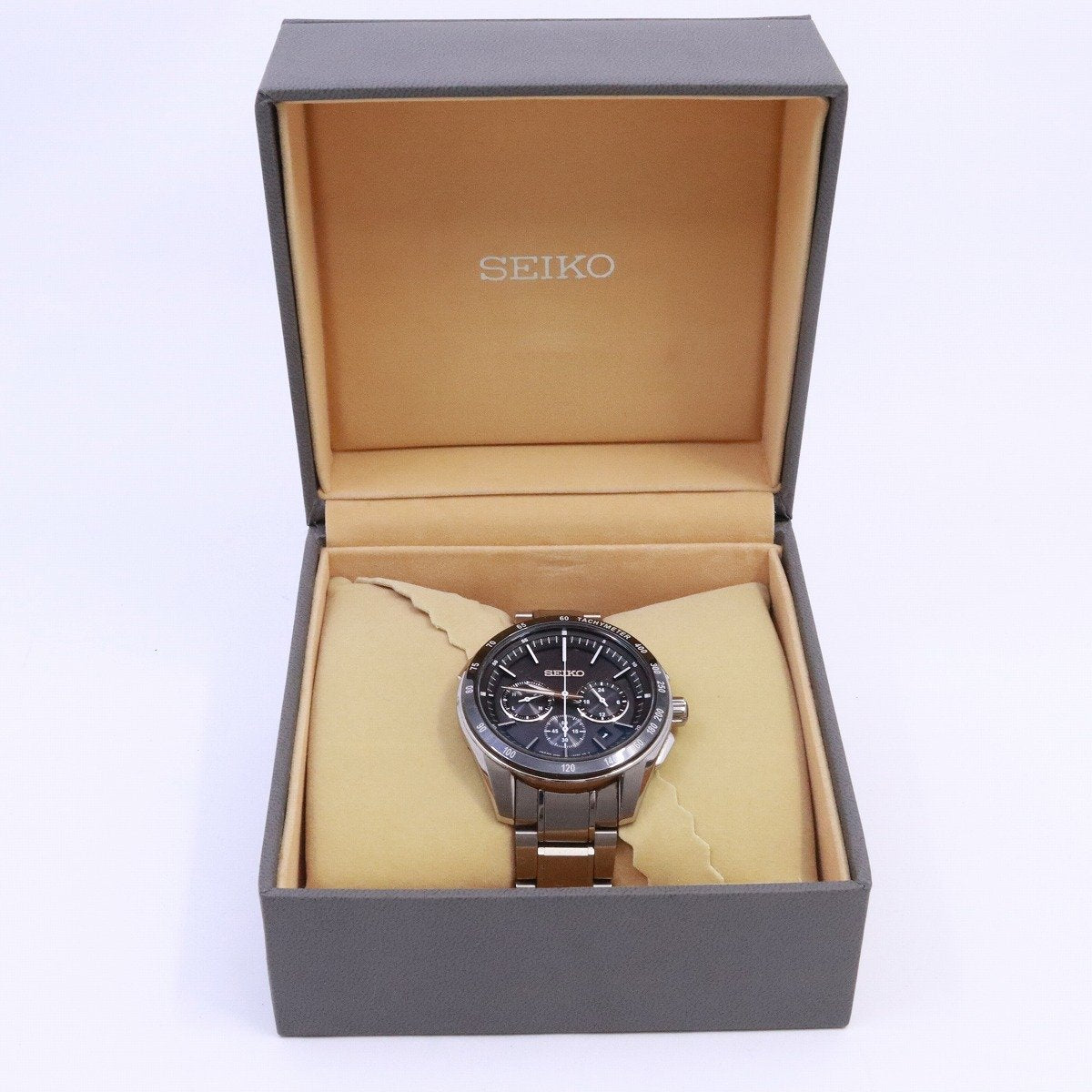 Seiko Watch Brights Solar radio Chronograph Black Dial SAGA171 Used in Japan