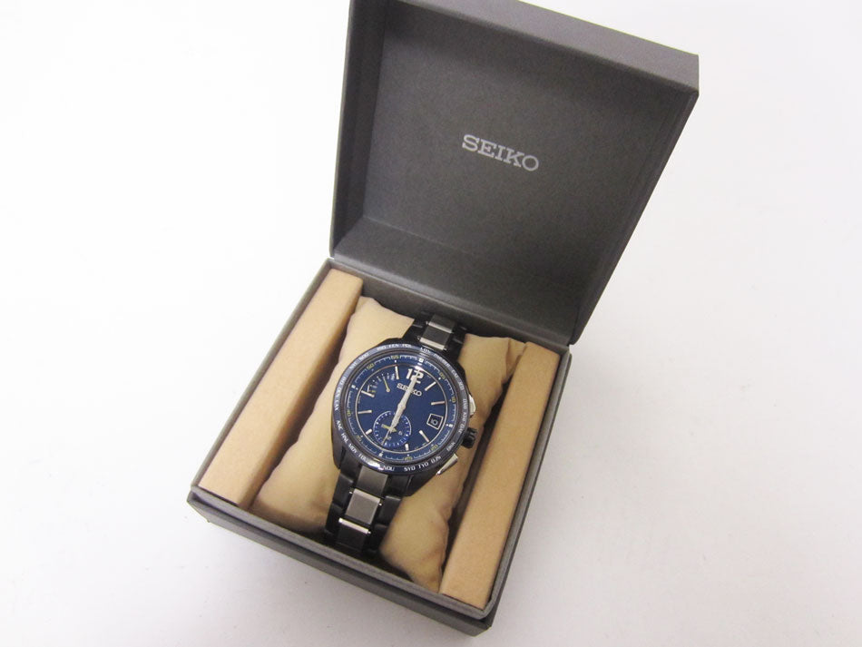 Seiko Watch Brights Solar Radio Blue Dial 8B63-0AS0 Used in Japan