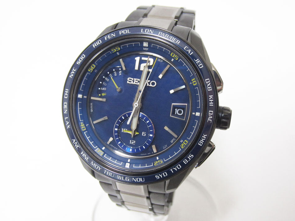 Seiko Watch Brights Solar Radio Blue Dial 8B63-0AS0 Used in Japan