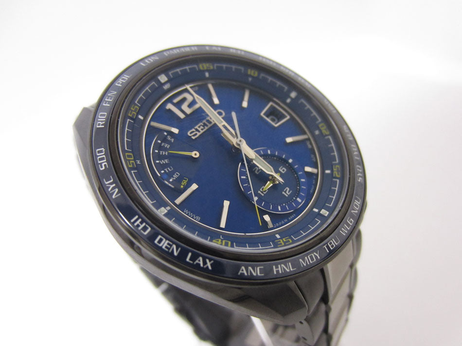 Seiko Watch Brights Solar Radio Blue Dial 8B63-0AS0 Used in Japan