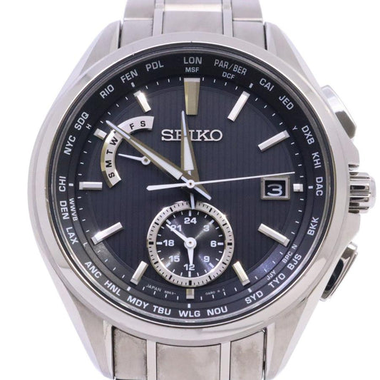 SEIKO Watch Brightz Flight Expert Solar Radio Men's Titanium Black Dial SAGA287