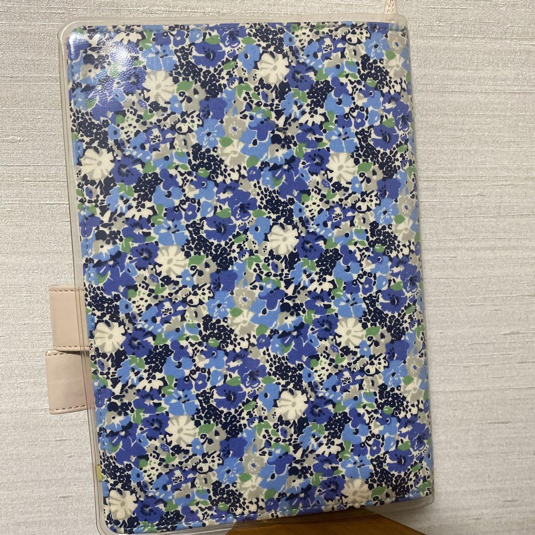 Hobonichi Notebook Cover A5 Cousin Size Floral Pattern Blue Used in Japan