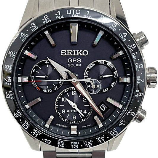 Seiko SBXC003 5X53-0AB0 Astron wristwatch radio solar GPS chronograph black dial