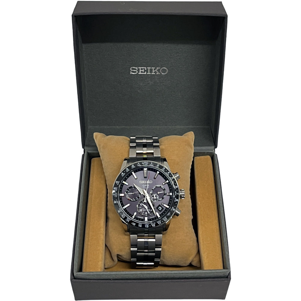 Seiko Watch SBXC003 5X53-0AB0 Astron solar GPS chronograph black dial Used