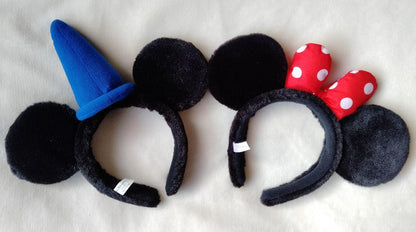 Rare Disney Fantasia Mickey & Minnie headband 2 piece set Used in Japan