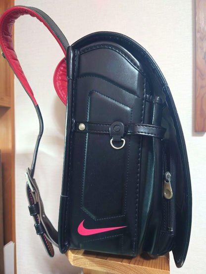 Randoseru Japanese School Bag Kid's Backpack Black x Red NIKE Used