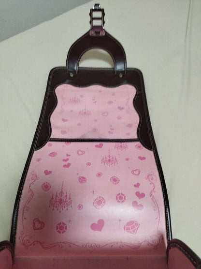 Randoseru Japanese School Bag Kid's Backpack Brown Pink Stitch Used