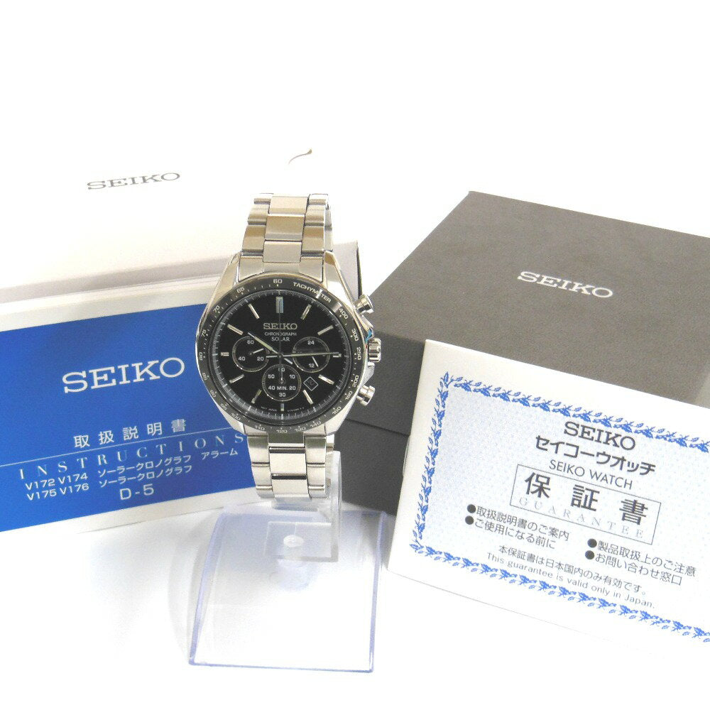 Seiko Selection Watch Chronograph Black Dial Solar Mens SBPY167 Used in Japan