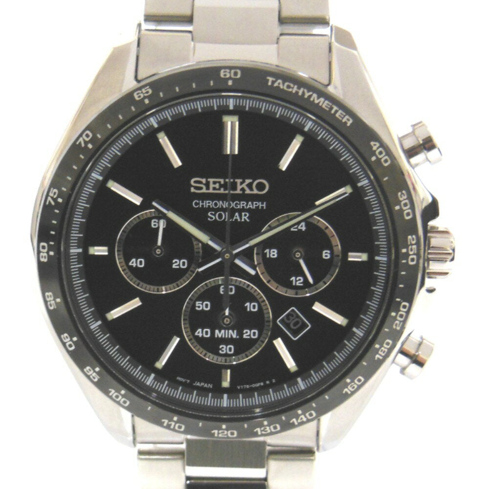 Seiko Selection Watch Chronograph Black Dial Solar Mens SBPY167 Used i ...