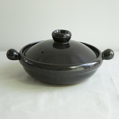 Yayoi Pottery / Round earthenware pot (with insect drainboard) Tenmoku glaze