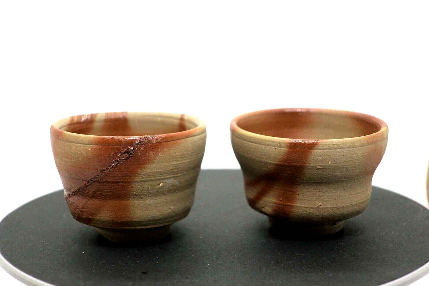 Japanese tokkuri sake bottle and two sake cups Bizen ware From Japan