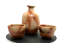 Japanese tokkuri sake bottle and two sake cups Bizen ware From Japan