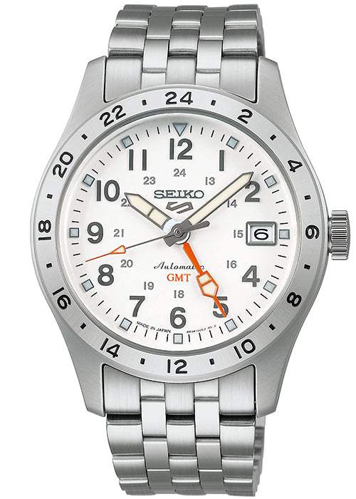 Seiko 5 Sports Field GMT SBSC009 Men's Watch Mechanical Automatic White Dial New