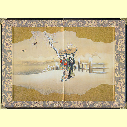 New Mini folding screen Bijinga Snow Love Japanese masterpiece From Japan