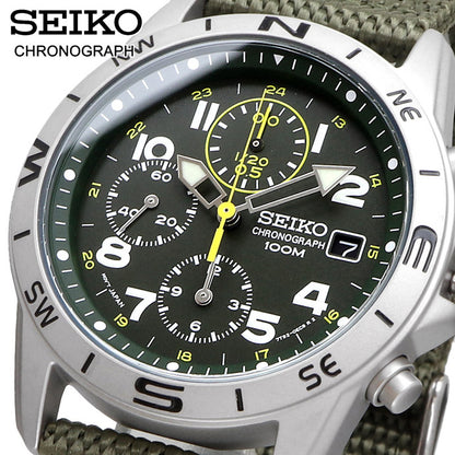 SEIKO watch regular quartz 1/20 second chronograph 100M men's SND377R Japan