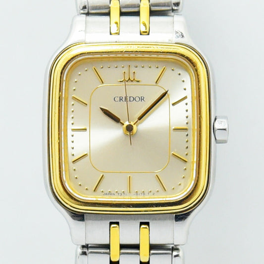 Seiko Watch Ladies CREDOR 7371-5050 Quartz 18KT Gold Used in Japan