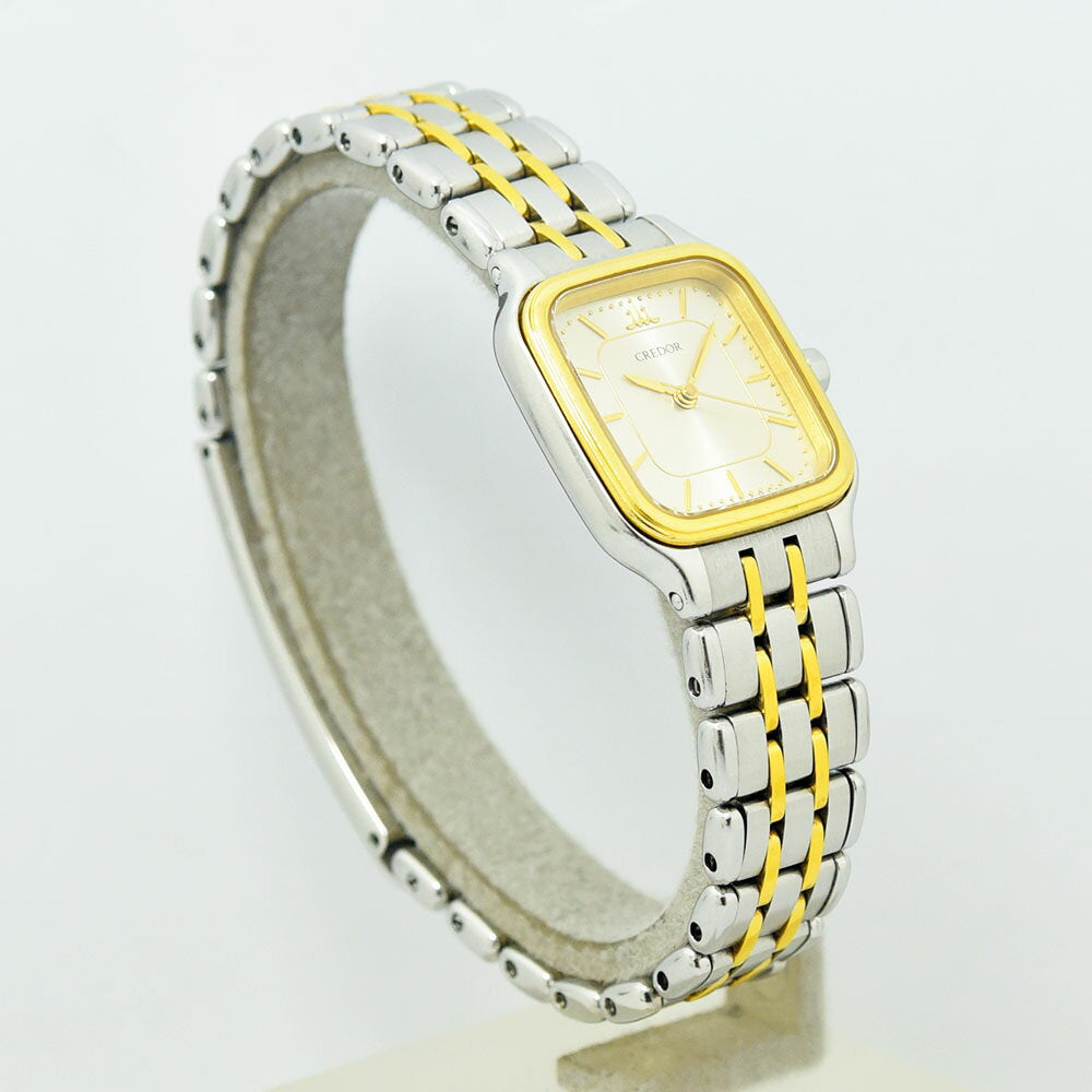 Seiko Watch Ladies CREDOR 7371-5050 Quartz 18KT Gold Used in Japan